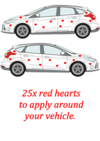 25x hearts for your car